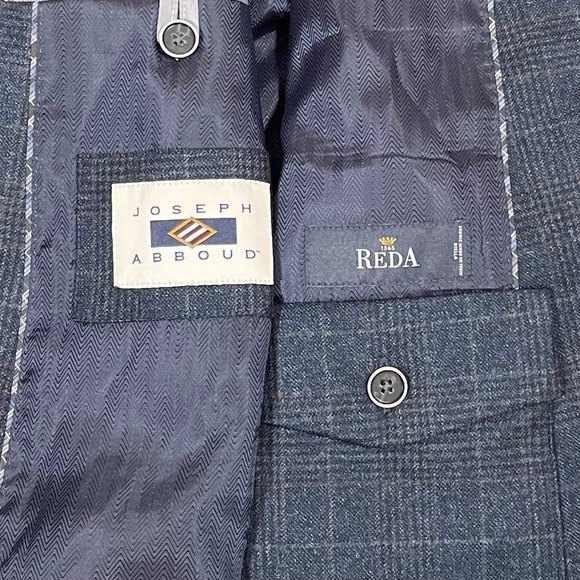 Joseph Abboud Reda 1865 Wool Plaid Suit Jacket Blazer Sport Coat Men 46L Blue - Picture 4 of 9
